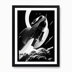 Space Shuttle Noir Comic Space Art Print