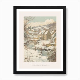 Vintage Winter Poster Cotswolds United Kingdom 1 Art Print