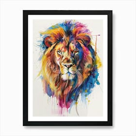 Lion Colourful Watercolour 2 Art Print