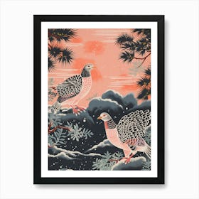 Vintage Japanese Inspired Bird Print Grouse 1 Art Print