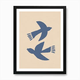 Birds Matisse Blue Art Print