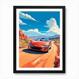 A Mazda Mx 5 Miata In The Andean Crossing Patagonia Illustration 2 Art Print