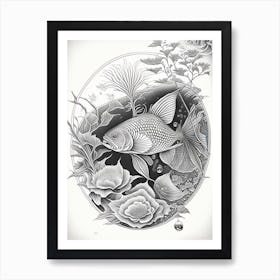 Doitsu Hariwake Koi Fish Haeckel Style Illustastration Art Print