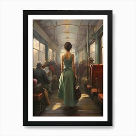 Woman On A Train art print Art Print