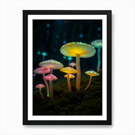 Colorful Mushrooms In The Forest 1 Art Print