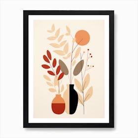 Vases And Leaves Art Print