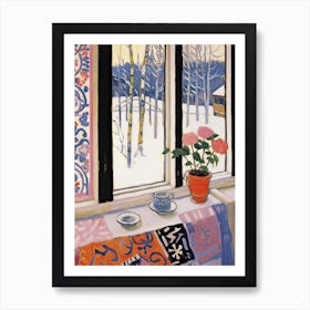 The Windowsill Of Rovaniemi   Finland Snow Inspired By Matisse 3 Art Print