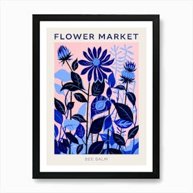 Blue Flower Market Poster Bee Balm 1 Art Print