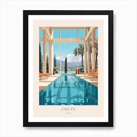 Crete Greece 2 Midcentury Modern Pool Poster Art Print