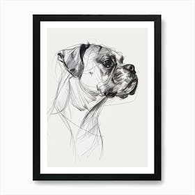 Dog Black & White Line Sketch 2 Art Print