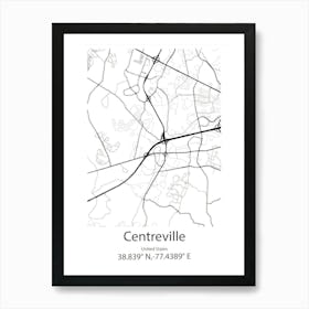 Centreville,United States Minimalist Map 1 Art Print