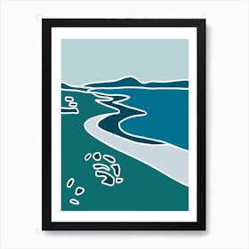 Blue Scottish Beach Scene Art Print