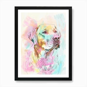 Labrador Dog Pastel Line Watercolour Illustration  1 Art Print