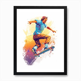 Skateboarding In Sao Paulo, Brazil Gradient Illustration 2 Art Print