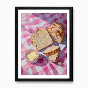 Pink Breakfast Food Bread And Butter 1 Art Print