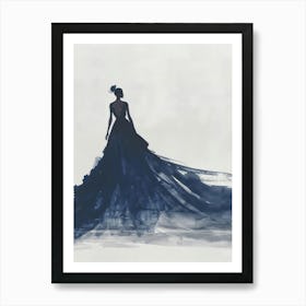 Woman In A Blue Dress Art Print