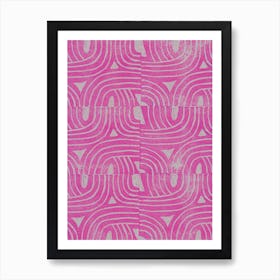 Pink Curves Block Print Art Print