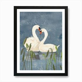 Swans In Love Art Print