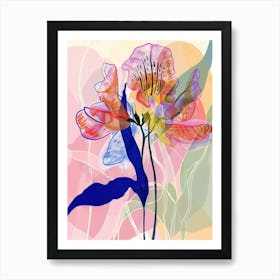 Colourful Flower Illustration Sweet Pea 1 Art Print