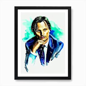 Viggo Mortensen In Green Book Watercolor Art Print