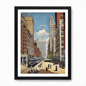 Chicago Street Scene 1 Art Print