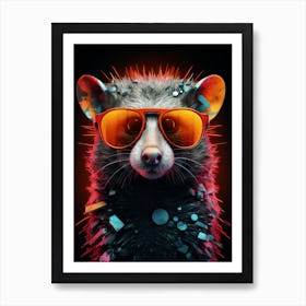  A Possum Wearing Sunglasses Vibrant Paint Splash 1 Art Print