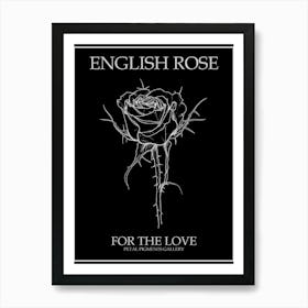 English Rose Black And White Line Drawing 32 Poster Inverted Art Print