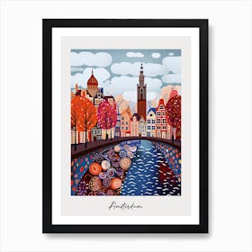 Poster Of Amsterdam, Illustration In The Style Of Pop Art 3 Art Print