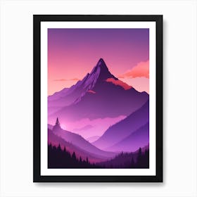 Misty Mountains Vertical Composition In Purple Tone 5 Art Print