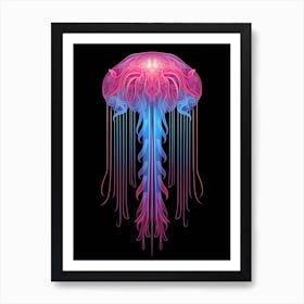 Mauve Stinger Jellyfish Neon Illustration 6 Art Print