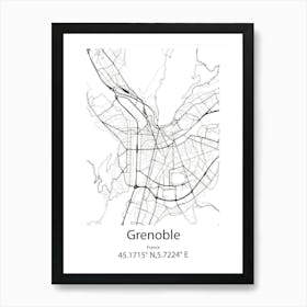 Grenoble,France Minimalist Map Art Print