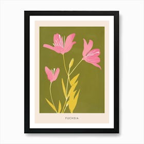 Pink & Green Fuchsia 1 Flower Poster Art Print