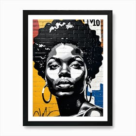 Vintage Graffiti Mural Of Beautiful Black Woman 98 Art Print