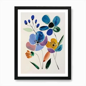 Painted Florals Flax Flower 2 Art Print