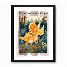 Cute Protoceratops Dinosaur Watercolour 1 Poster Art Print