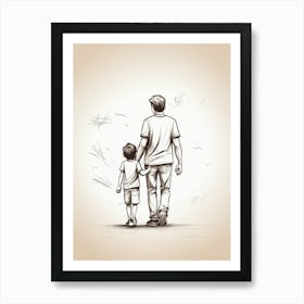 Father And Son Walking In The Park Art Print