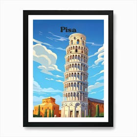 Pisa Italy Leaning Tower Modern Travel Art Art Print