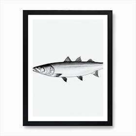 Salmon Black & White Drawing Art Print