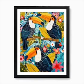Kitsch Colourful Toucans 1 Art Print