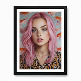 Beautiful Woman With Koi Fish 3 Art Print