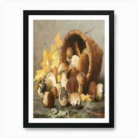 Mushrooms In A Basket Art Print