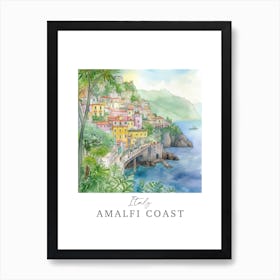 Italy	Amalfi Coast Storybook 2 Travel Poster Watercolour Art Print