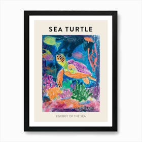 Abstract Rainbow Sea Turtle Underwater Crayon Poster 2 Art Print