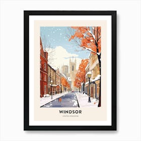 Vintage Winter Travel Poster Windsor United Kingdom 3 Art Print