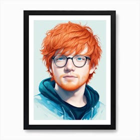 Ed Sheeran Anime Style Art Print