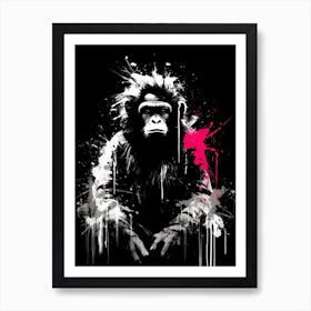 Thinker Monkey Grunge Graffiti Style 2 Art Print