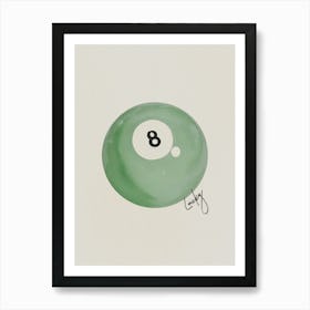 Lucky Green Pool Ball Art Print