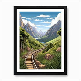 Greenstone And Caples Tracks New Zealand 1 Vintage Travel Illustration Art Print