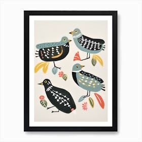 Folk Style Bird Painting Grey Plover 2 Art Print