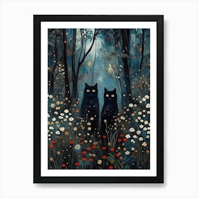 Black Cats In The Forest 1 Poster